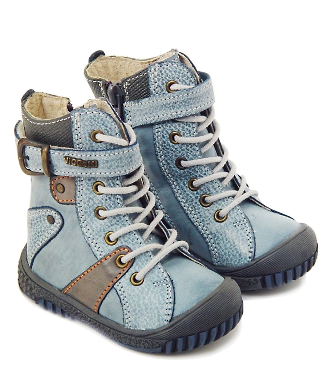 Viggami® Ghete piele imblanite  Bleu