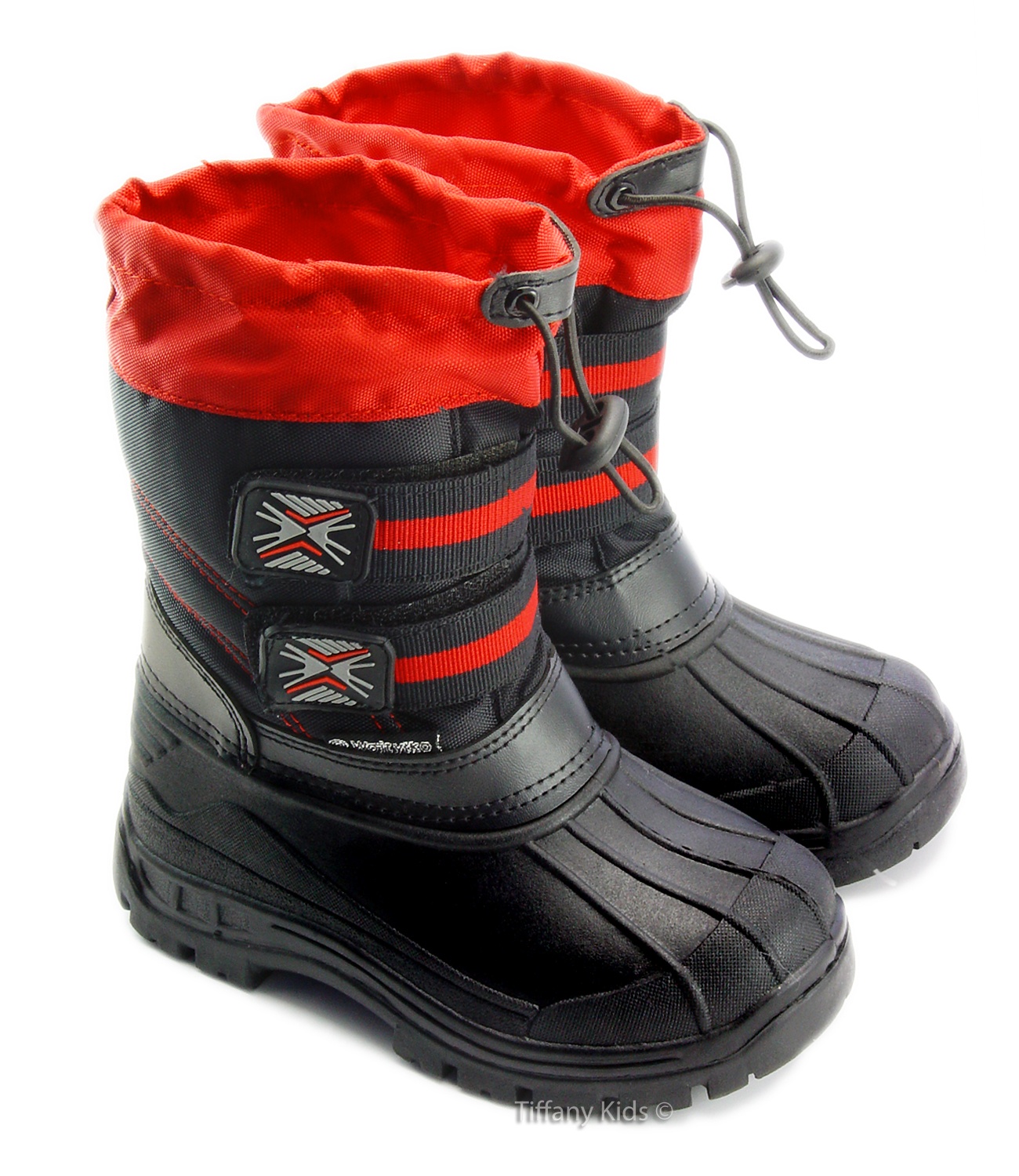 Wojtylko® Cizme eco imblanite Negru-Rosu