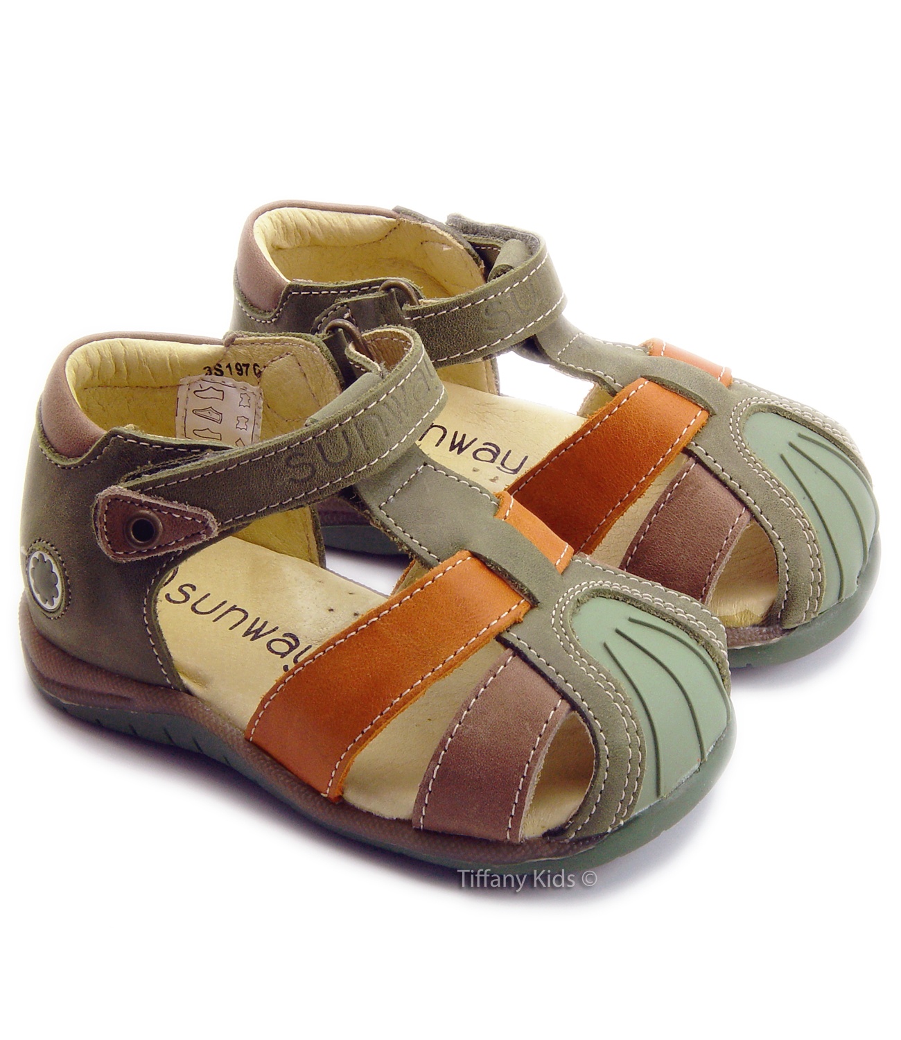 Sunway® Sandale piele Maro-Verde