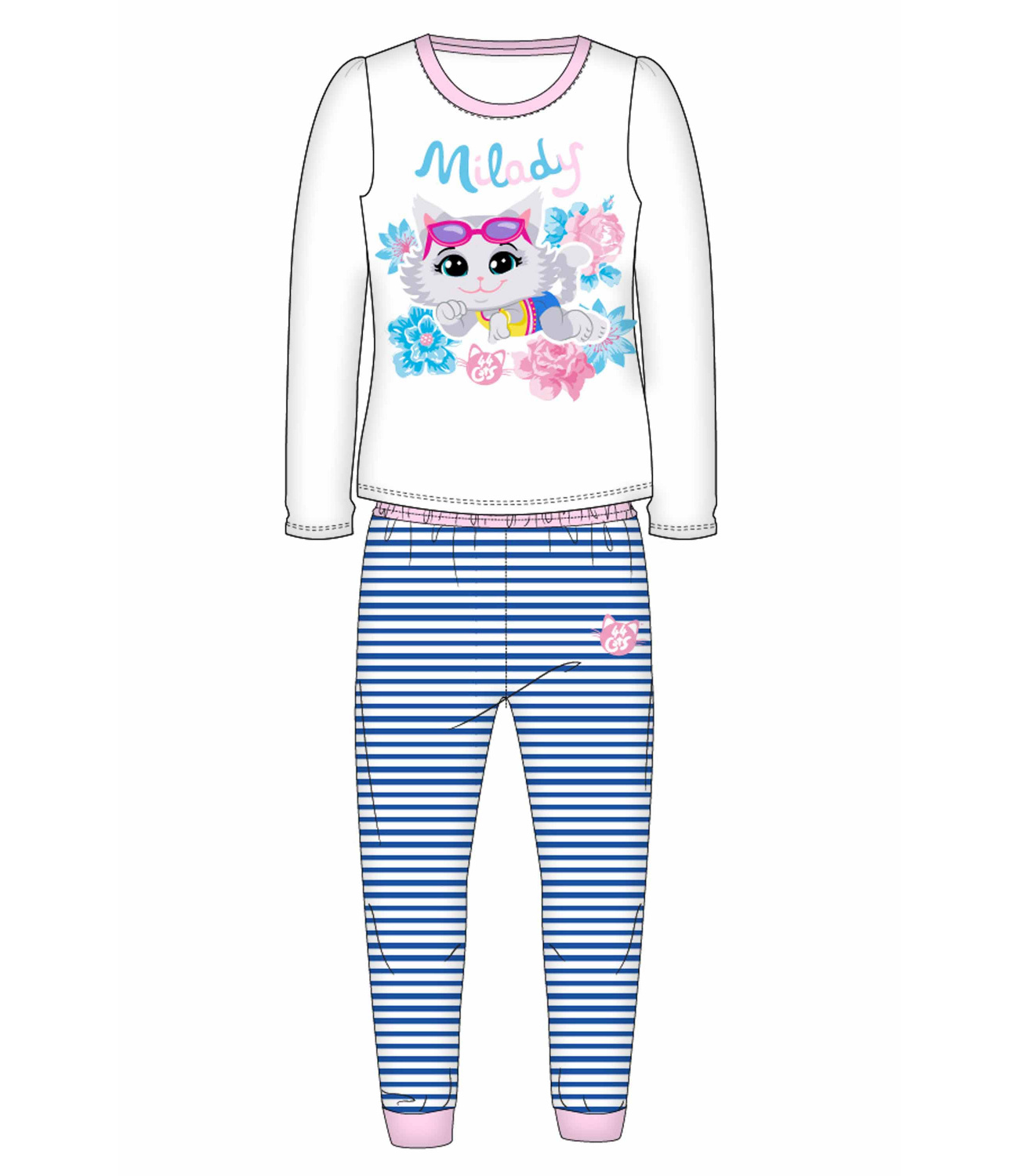 44 Cats® Pijama fete alb bleu 860992