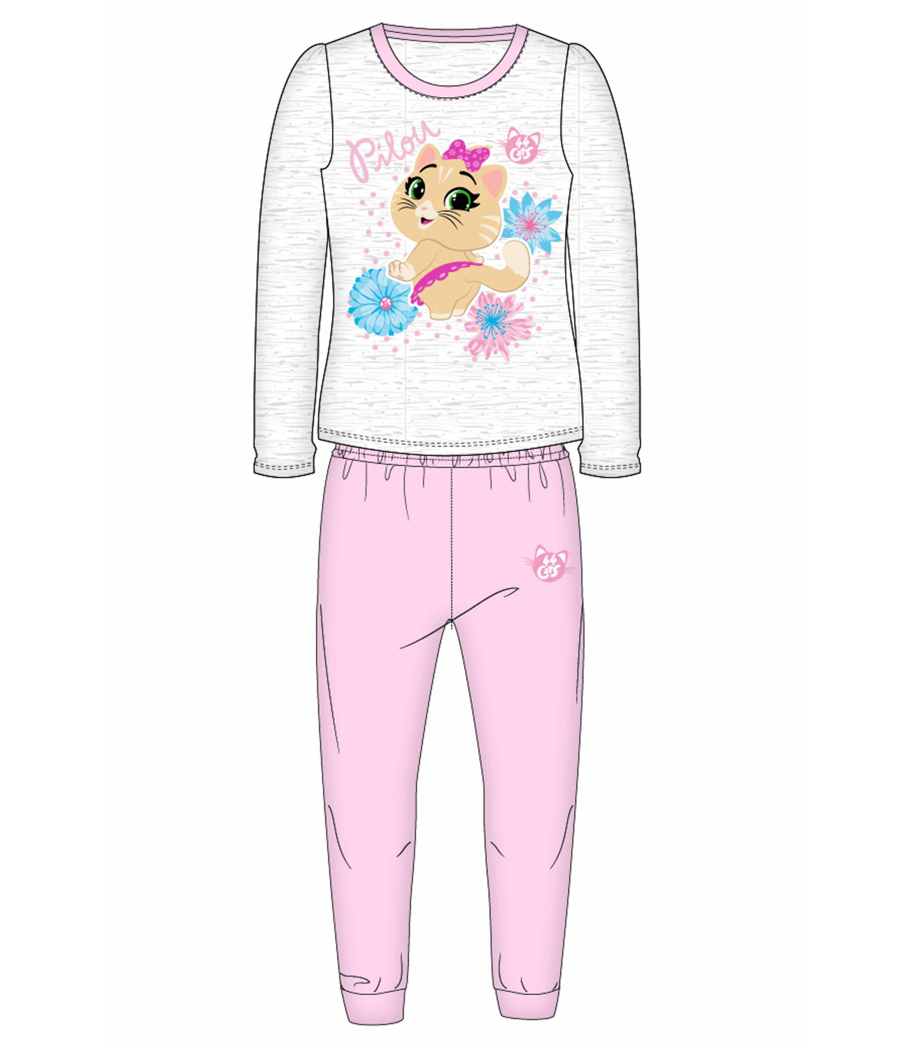 44 Cats® Pijama fete gri roz 860991