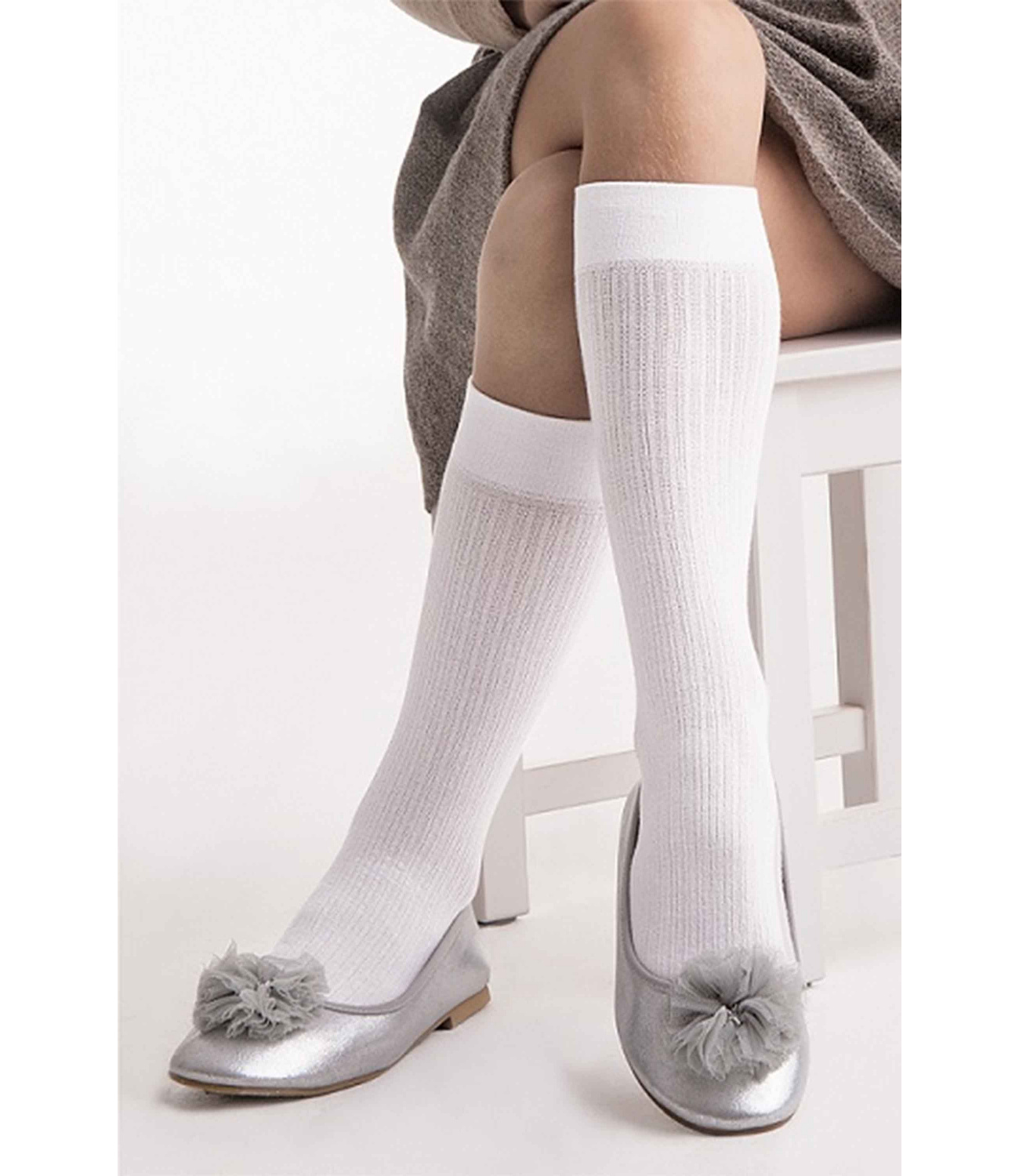 Knittex® Sosete lungi albe Molly 610790