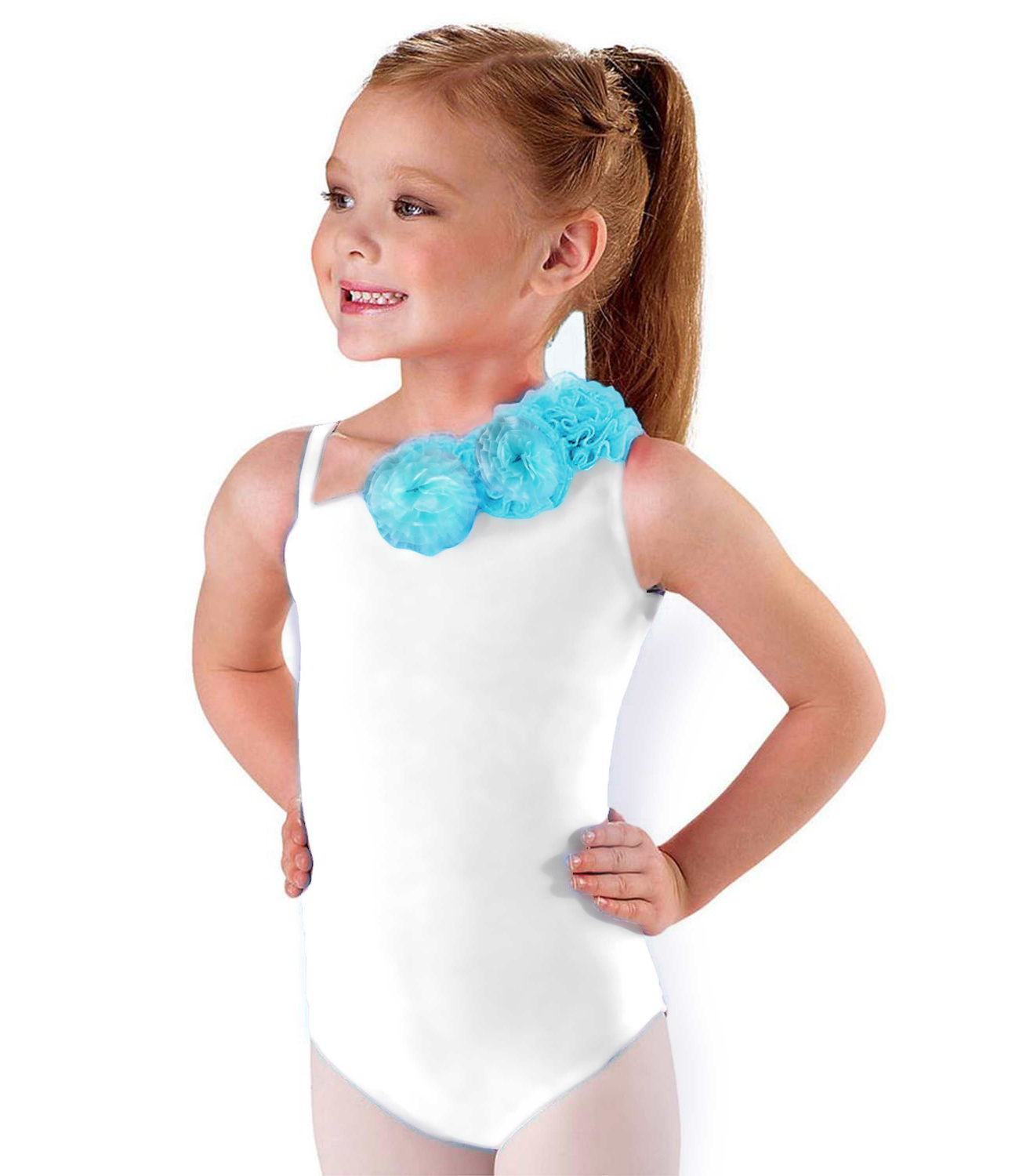 Body gimnastica & dans cu flori Alb 16500