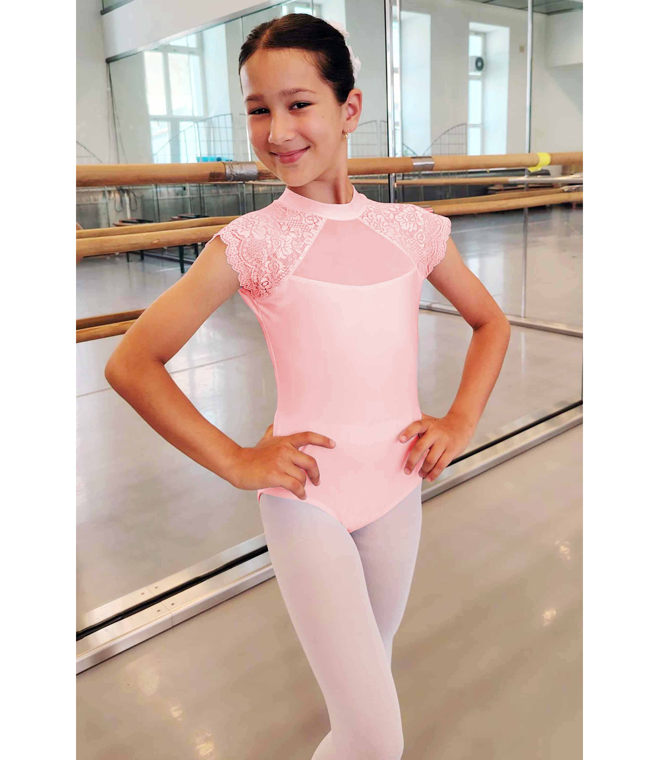 Body gimnastica & dans Roz spandex Dantelat D. 18121