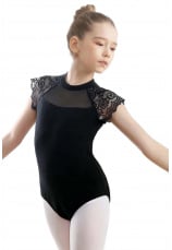 Body gimnastica & dans Negru spandex Dantelat D. 18121